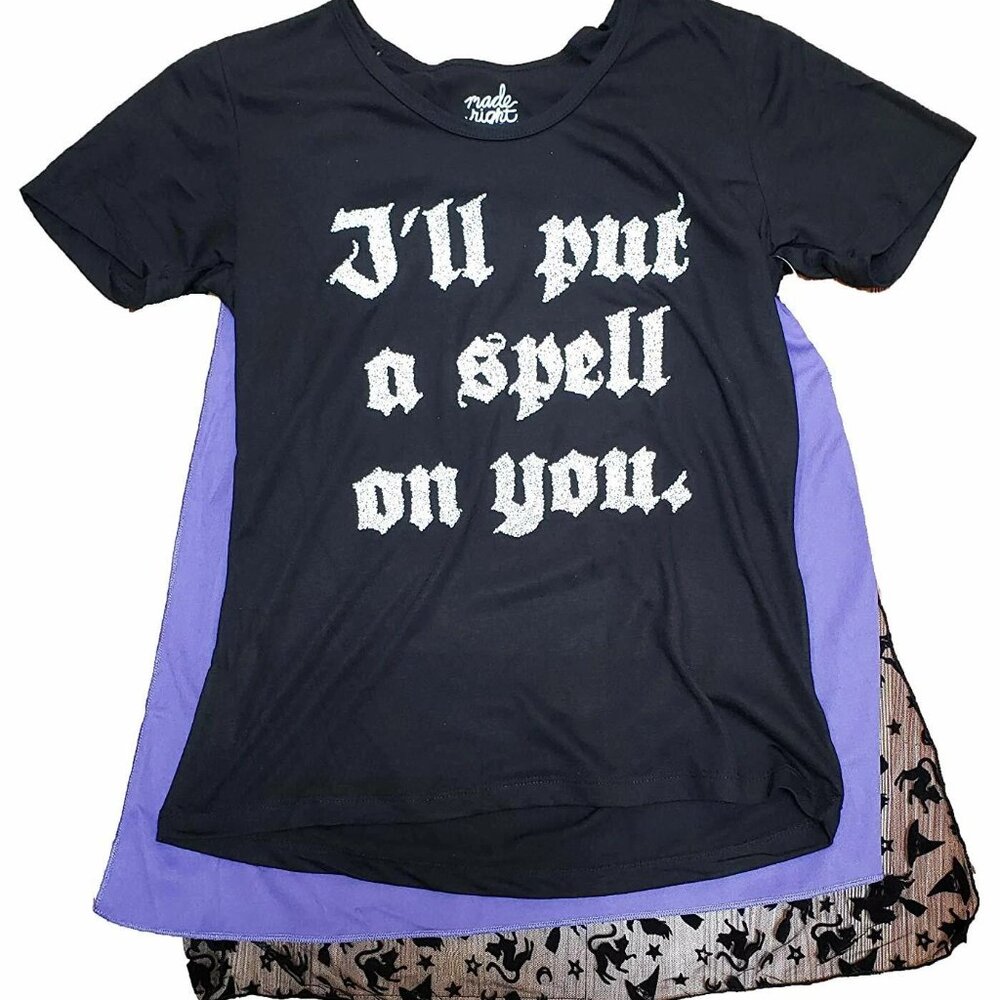 T-Shirt L Black - Capes Halloween Witches "I'LL PUT A SPELL ON YOU" Top Costume